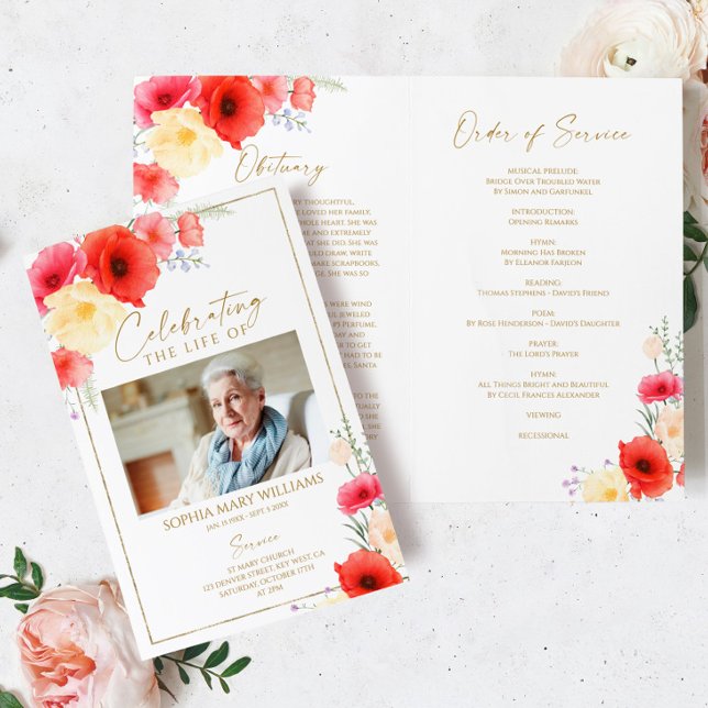 Orden de servicio de funerales florales | Programa (Subido por el creador)