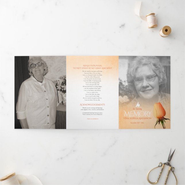 Orden de servicio del programa funeral naranja ros (Exterior)