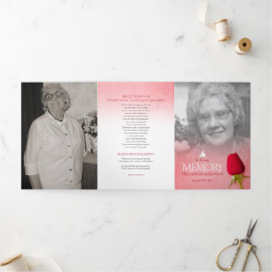 Orden de servicio del programa funeral rojo rosa