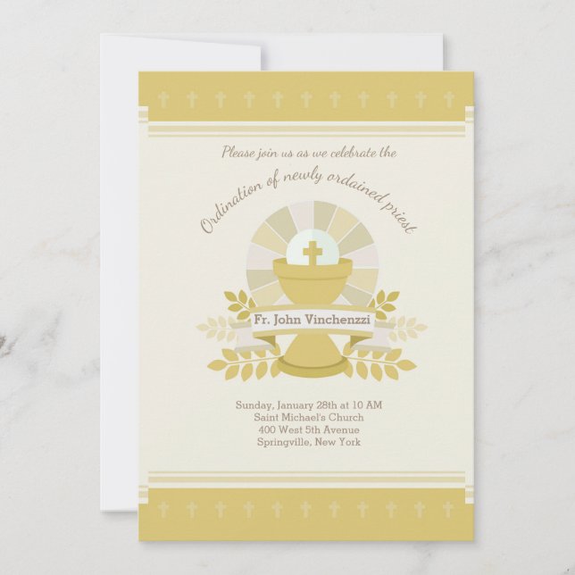 Orden del cáliz sagrado de la invitación al sacerd (Anverso)
