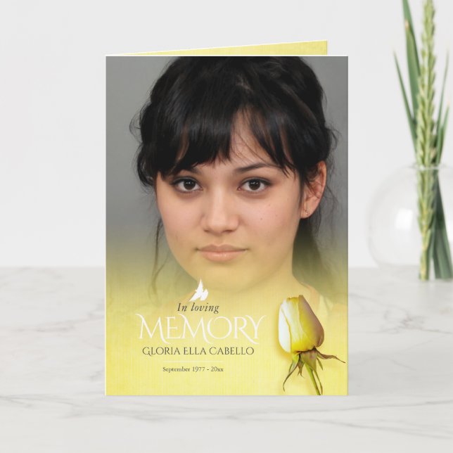 Orden del servicio del programa funeral amarillo r (Anverso)