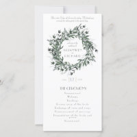 Orden del servicio, Greenery #1, detalles del boda