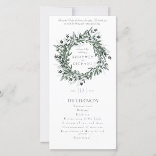 Orden del servicio, Greenery #1, detalles del boda