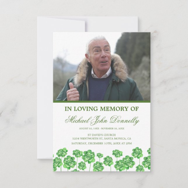 Orden del servicio Programa de Funerales Shamrock (Anverso)