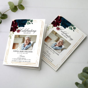 Orden funeral de servicio Programa Floral Memori