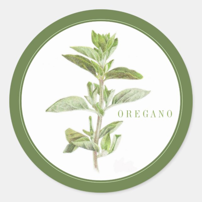OREGANO FRESCO Grandes Pegatinas redondos (+texto) (Anverso)