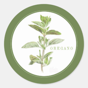 OREGANO FRESCO Pequeños Pegatinas redondos (+texto