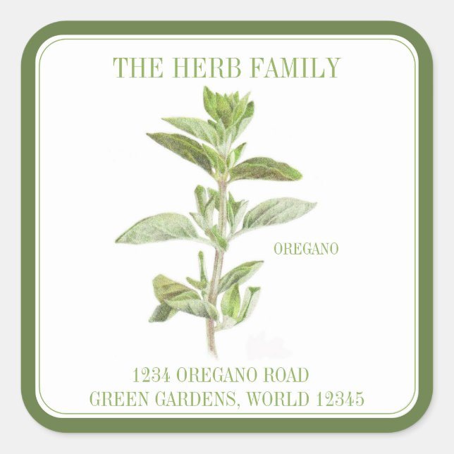 OREGANO FRESCO Sellos para sobres cuadrados grande (Anverso)