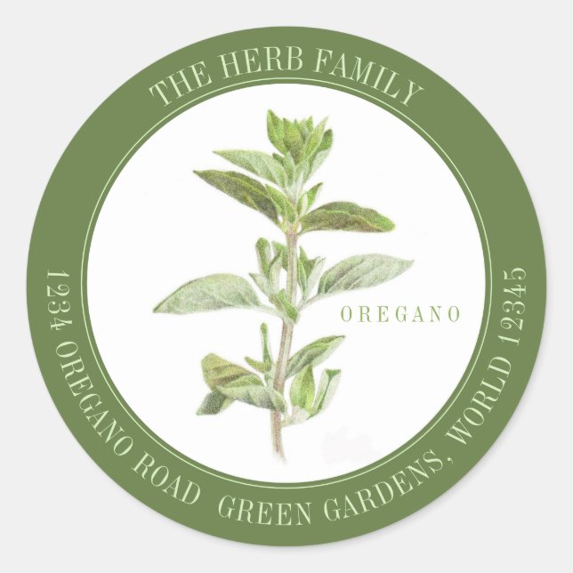 OREGANO FRESCO Sellos para sobres redondos grandes (Anverso)