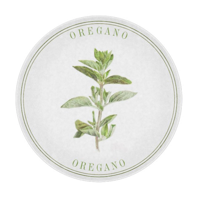 ORÉGANO FRESCO Tabla de cortar redonda de vidrio (Anverso)