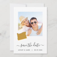 Oregon Map Photo Wedding Guardar la tarjeta de fec