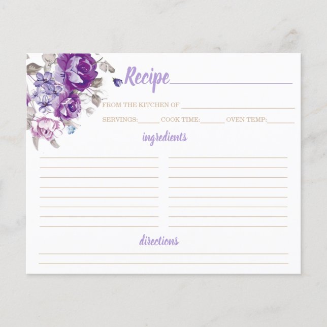 Organizador de tarjetas de recetas para temas mora (Anverso)