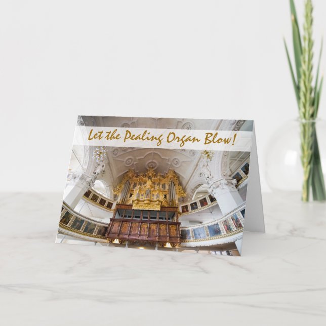 Órgano en Stadtkirche, tarjeta de Navidad de Celle (Anverso)