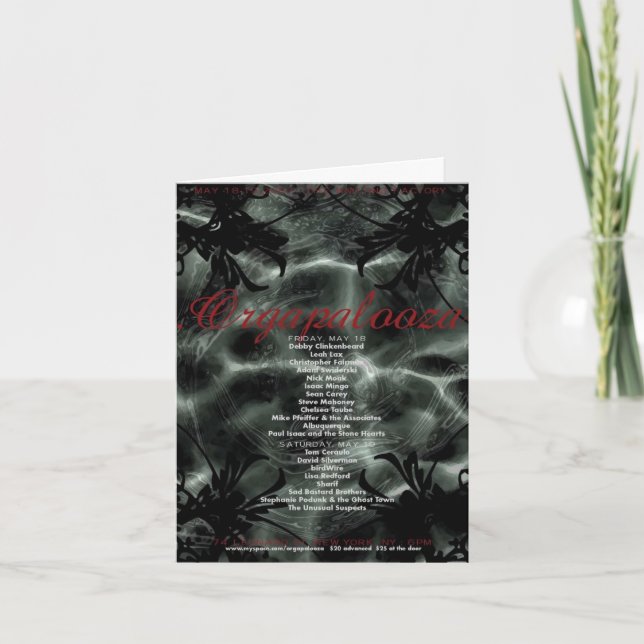 . Orgapalooza - tarjeta de nota (Anverso)