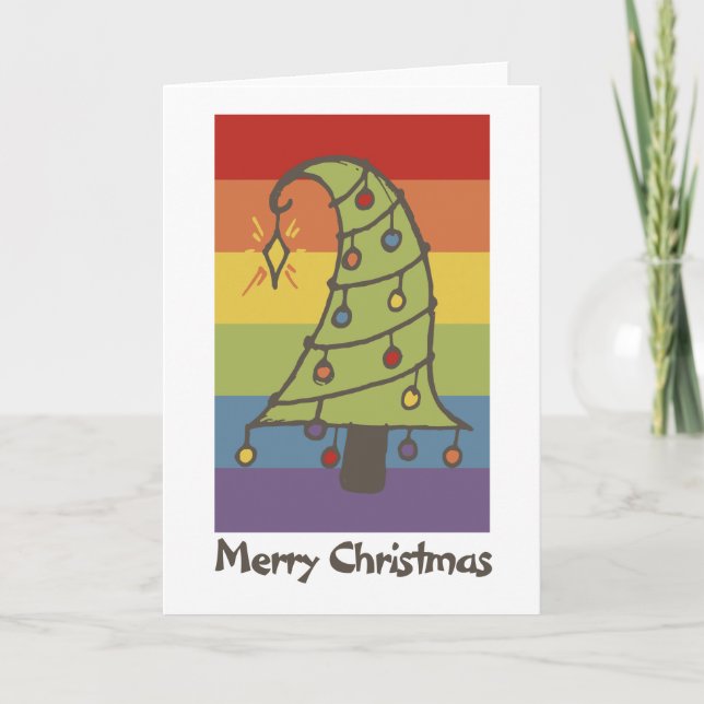 Orgullo arcoiris Árbol de Navidad caprichoso (Anverso)