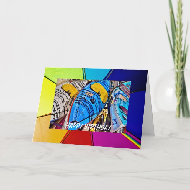 Orgullo arcoiris Kayak Cumpleaños 5" x 7" Tarjeta  (Anverso)