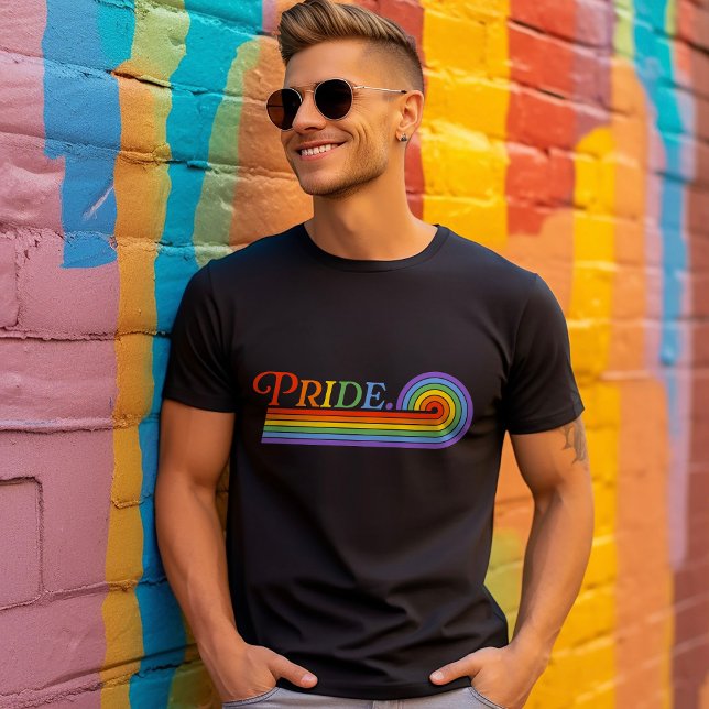 Orgullo arcoiris LGBTQ Camiseta básica oscura masc (Subido por el creador)