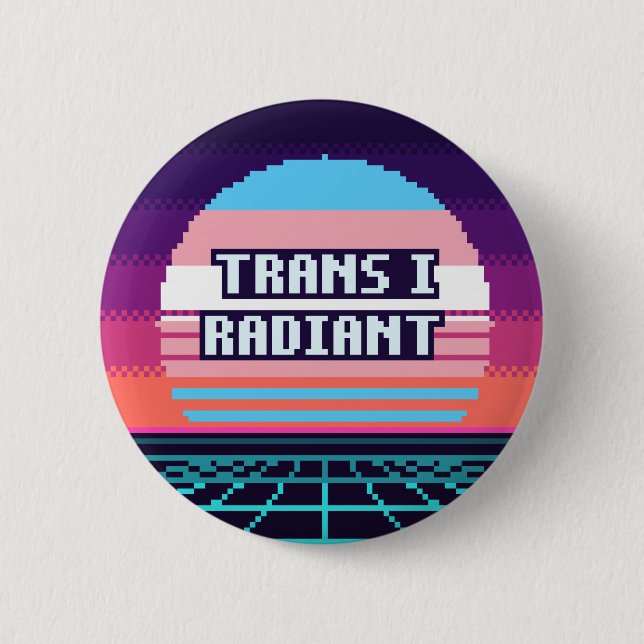 Orgullo catalán radiante Trans Pixel Botón (Anverso)