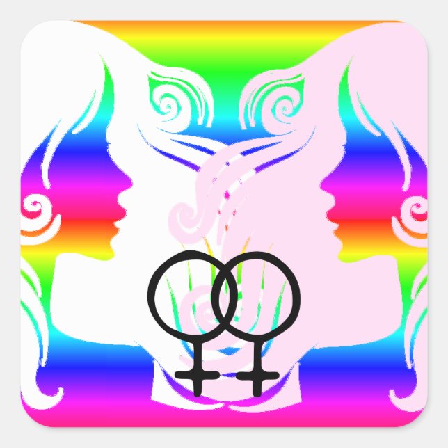 Orgullo de amor lésbico Pegatinas del corazón de m (Anverso)