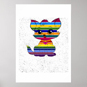 Orgullo de Tabby Arcoíris Arte Retro de Gato LGTB 