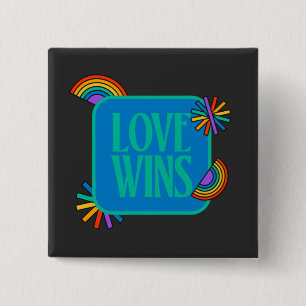 Orgullo- el amor gana. Botón lgbtq arcoiris gay