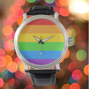 Orgullo eterno: reloj de cuero vintage con bandera