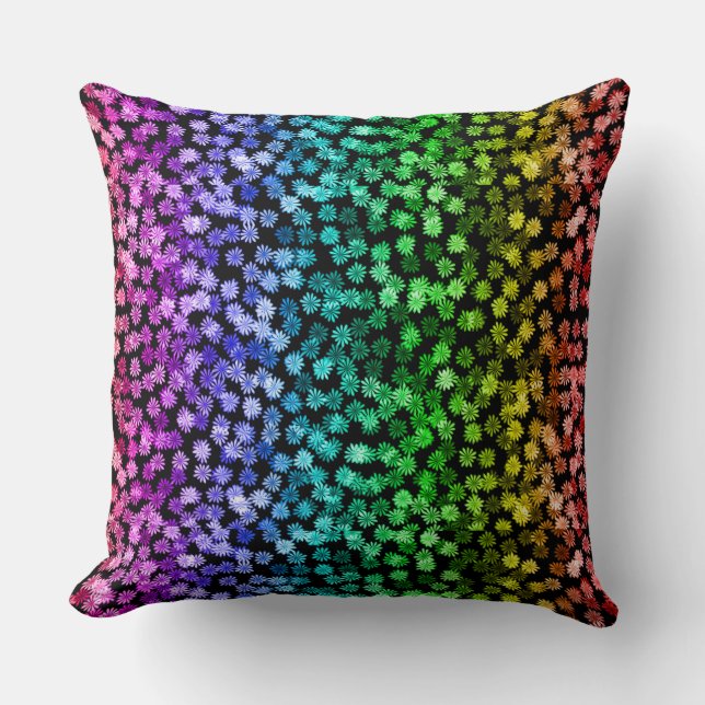 orgullo floral almohada arco iris negro (Anverso)