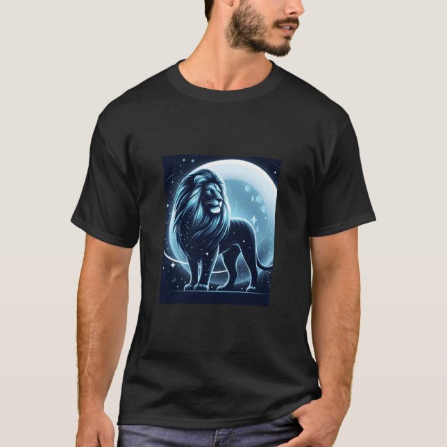 Orgullo galáctico de camiseta de león en azul (Anverso)