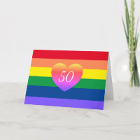 Orgullo Gay 50 Fabulosa Tarjeta Arcoiris de Cumple
