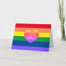 Orgullo Gay 50 Fabulosa Tarjeta Arcoiris de Cumple