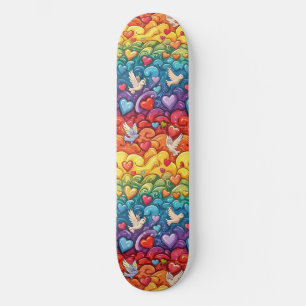 Orgullo gay Arcoiris Corazones LGBTQ+ Skateboard