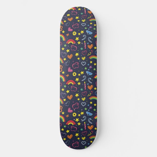 Orgullo gay Arcoiris Corazones LGBTQ+ Skateboard (Anverso)