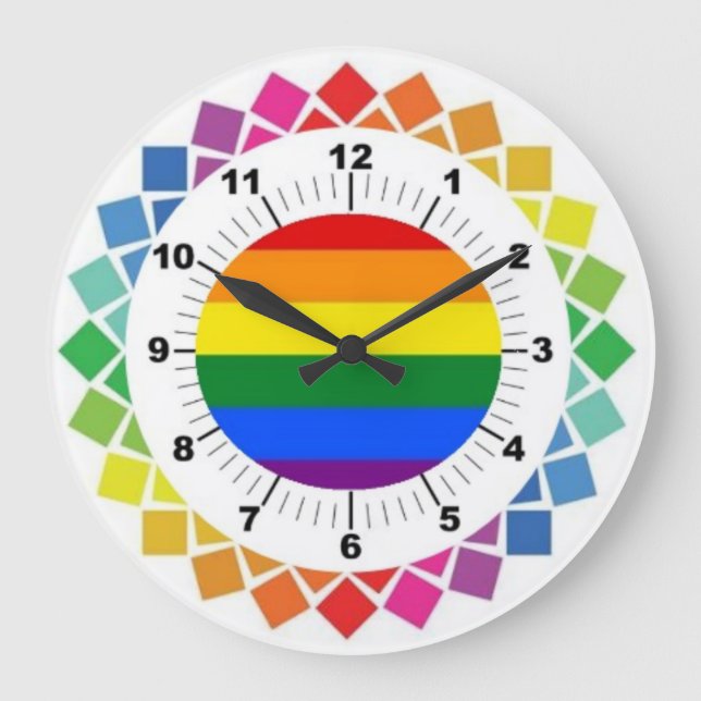 Orgullo gay personalizado reloj de pared LGBTQ (Anverso)