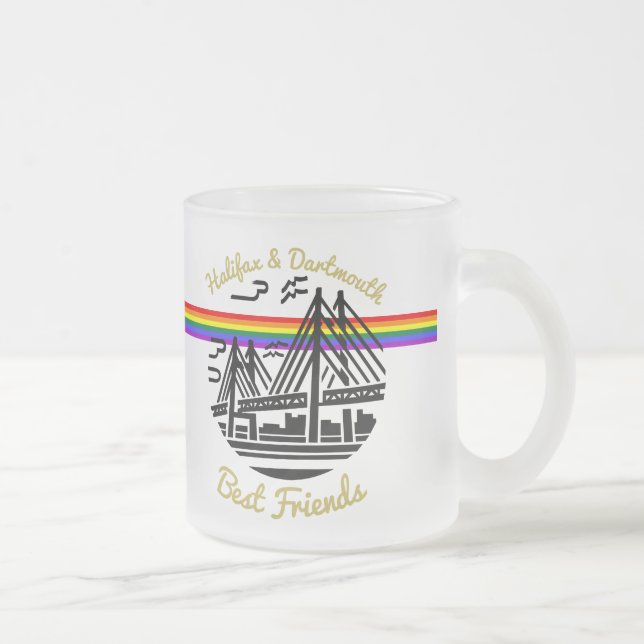 Orgullo Halifax Dartmouth amigos taza de arco iris (Derecha)