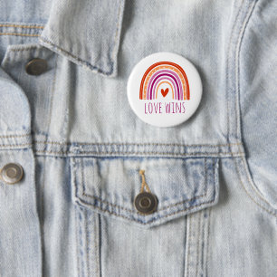 Orgullo Lésbico Amor Gana Botón Arcoíris LGBT