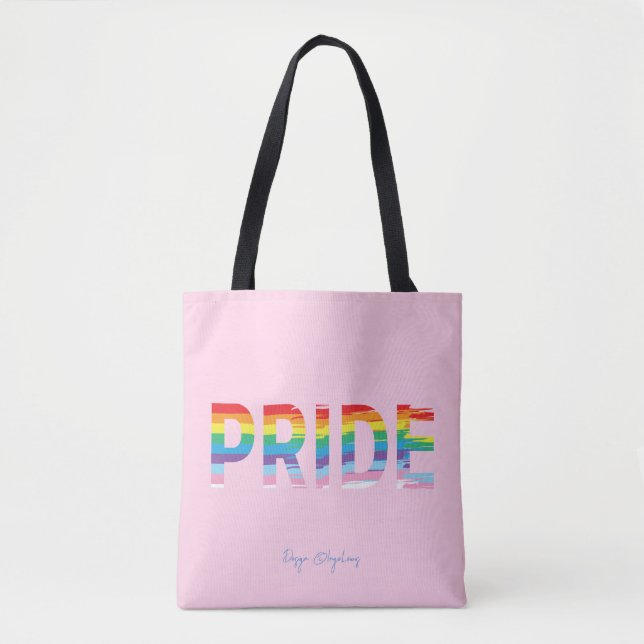 Orgullo LGBTQIA Bandera Arcoiris, bolsa rosada de  (Anverso)