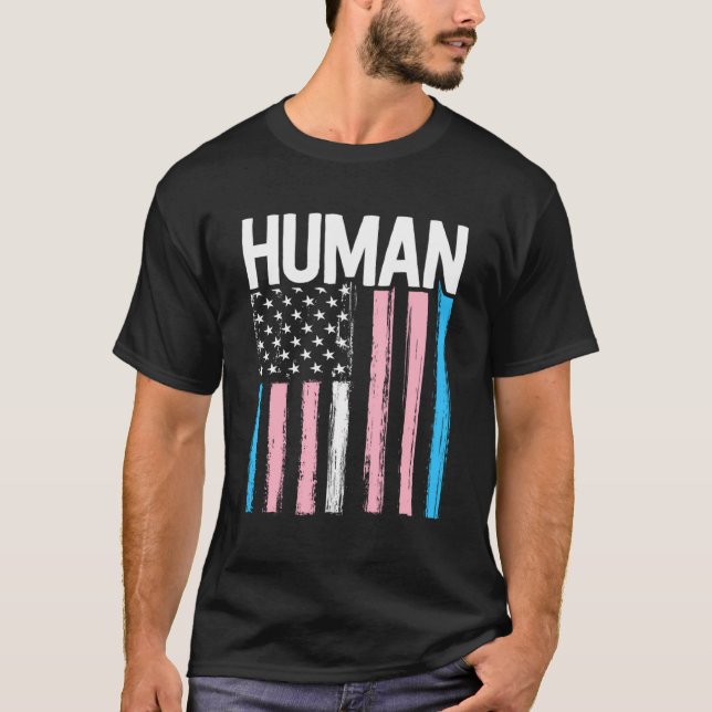 Orgullo transgénero Camisa humana Arcoiris América (Anverso)