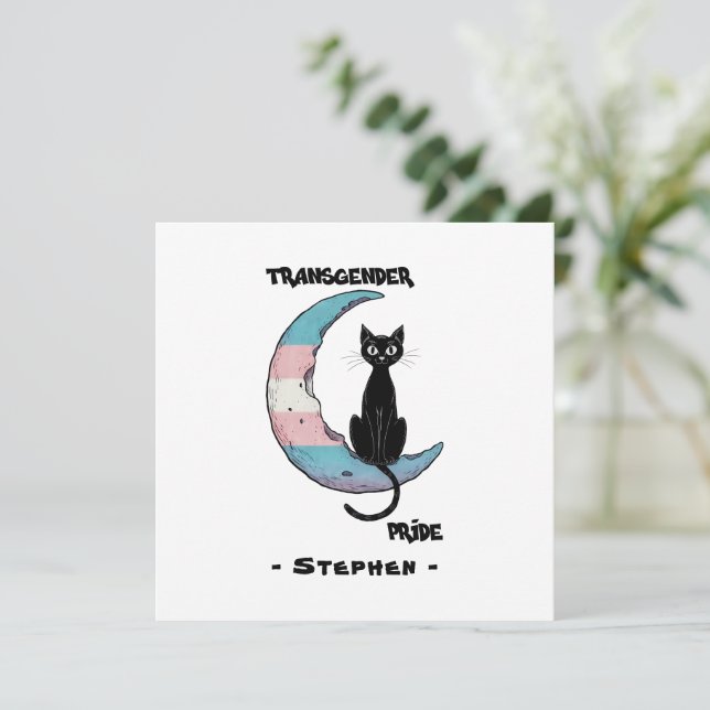 Orgullo transgénero - Gato negro en la luna transv (Anverso de pie)