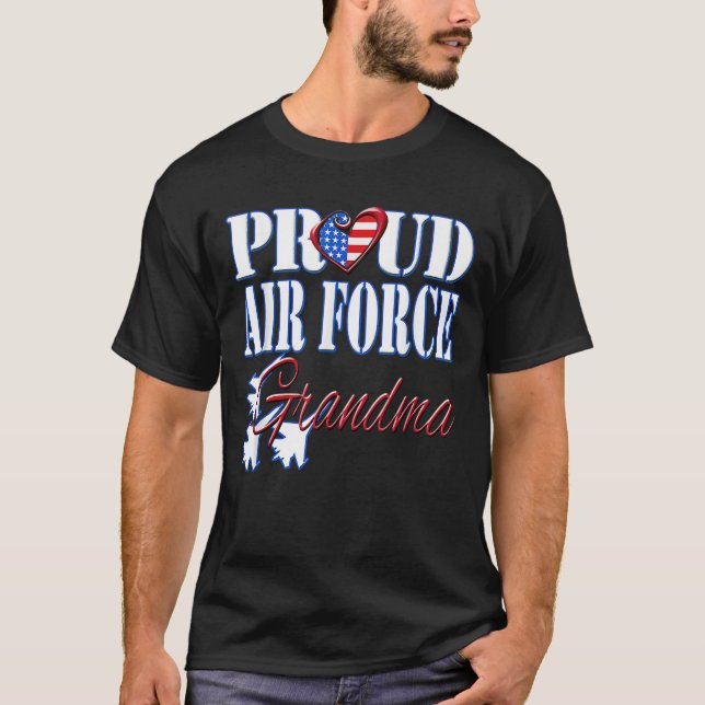 Orgullosa Fuerza Aérea Abuela Camisa Militar Coraz (Anverso)