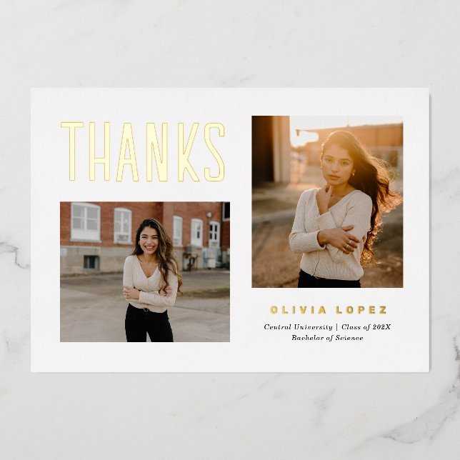 Orgullosa Graduación Gracias Tarjeta Fotográfica (Anverso)