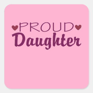 Orgullosa hija linda pegatina de corazón