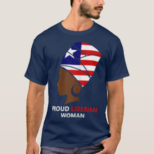 Orgullosa mujer liberiana camiseta con bandera de 