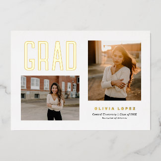 Orgullosa tarjeta fotográfica de invitación a grad