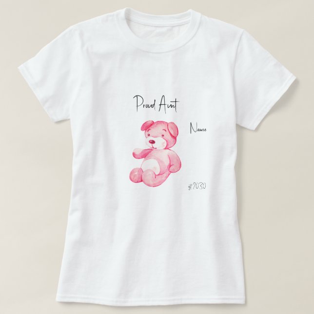 Orgullosa tía Rosa Teddy Bear camiseta Baby Shower (Diseño del anverso)