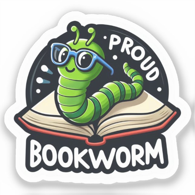 Orgulloso Bookworm Cute Pegatina de lectura para e (Anverso)