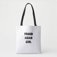Orgulloso Chica asiático, blanco negro Bolsa de To