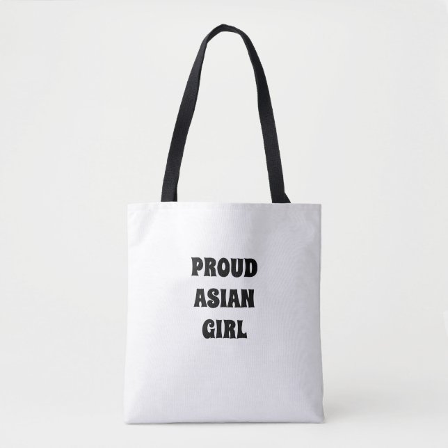 Orgulloso Chica asiático, blanco negro Bolsa de To (Anverso)