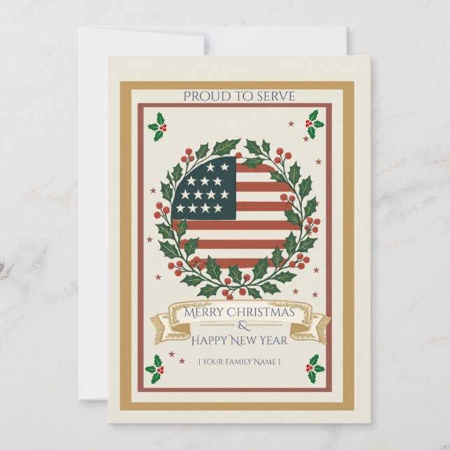 Orgulloso de Servir Tarjeta de Navidad Militar (Anverso)