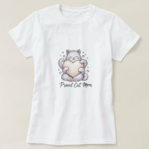 Orgulloso Gato Mamá Corazón Abraza Camiseta
