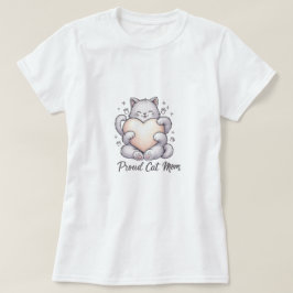 Orgulloso Gato Mamá Corazón Abraza Camiseta